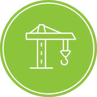 Crane icon with green color background
