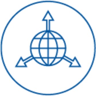 Globe with 3 arrows icon