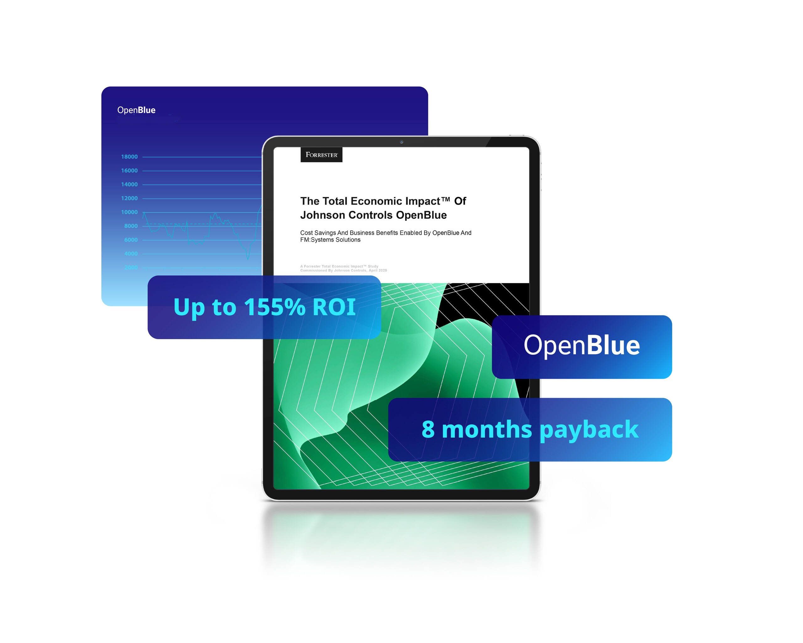 Download the Forrester Consulting Total Economic Impact ™ Study for Johnson Controls OpenBlue to leverage learnings from your peers on how they delivered a 155% ROI on our Johnson Controls OpenBlue solutions and streamlined their building management processes.